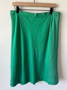 Jessica London Vibrant Green Midi A-Line Skirt Linen